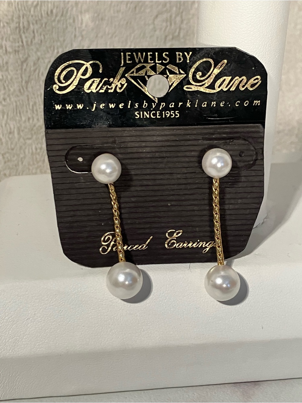 Park Lane Gold-Tone Double Pearl Drop Earrings Shannel design